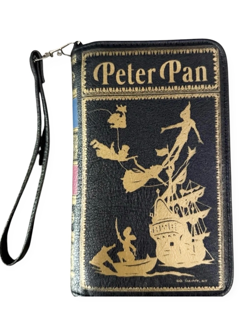 Disney Peter Pan Black and Gold Wristlet NWOT